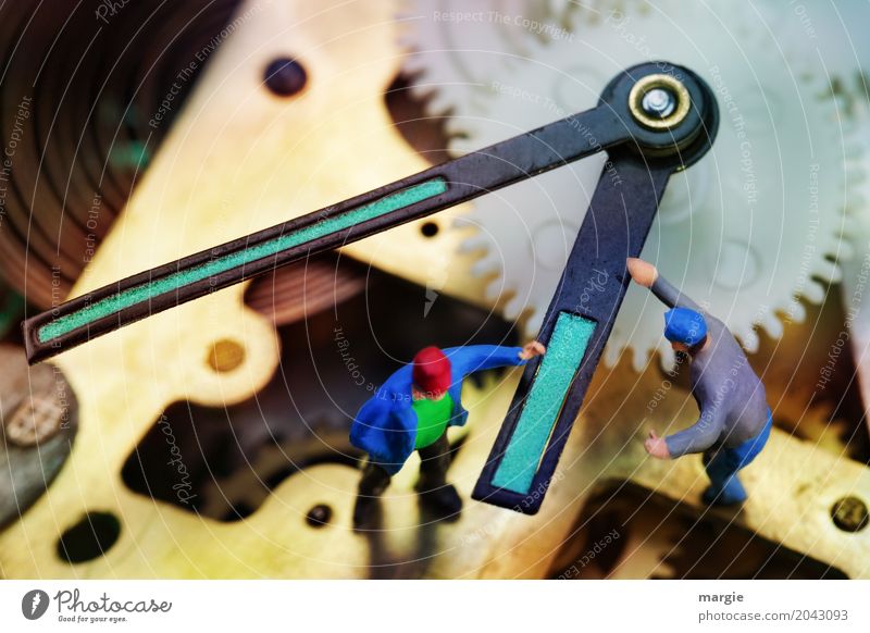Miniwelten - Turning the clock Model-making Craftsperson Workplace Office Measuring instrument Clock Technology Human being Masculine Man Adults 2 Multicoloured
