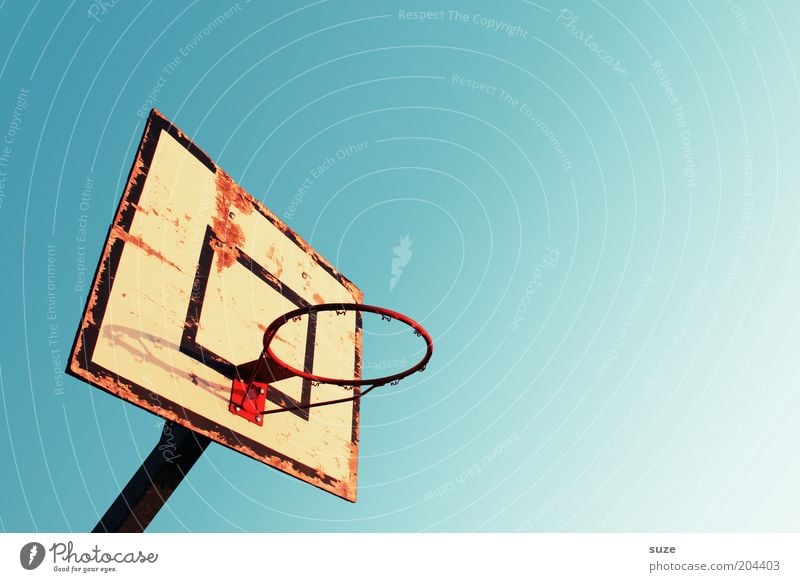 Without net and ground Sports Sky Beautiful weather Old Loneliness Basketball Empty Ball sports Basketball basket Leisure and hobbies Colour photo Multicoloured