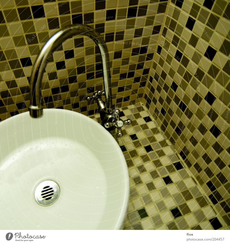 please wash your hands Room Toilet Tap Vanity Mosaic Sharp-edged Round Clean Water Square Drainage Colour photo Interior shot Artificial light Bird's-eye view