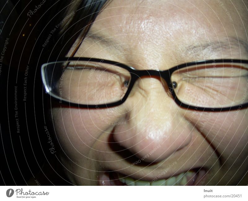 lightning bolt Eyeglasses Flash photo Flashy Woman Face pinch Close-up
