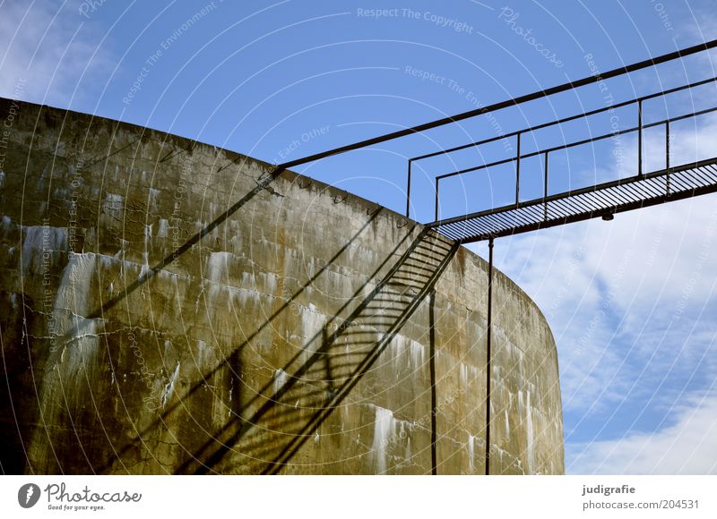 Iceland Economy Sky Clouds Sunlight Beautiful weather Factory Old Decline Past Transience Change Stairs Handrail Fish  factory Tank Concrete Bridge Steel