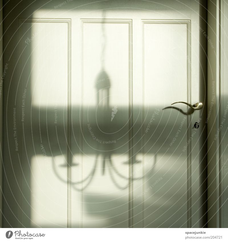 Shadow at the door Safety Protection Safety (feeling of) Door Door handle Lamp Chandelier Closed Flat (apartment) Entrance Front door Colour photo Interior shot