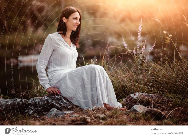 Portrait of pretty woman smiling in nature Lifestyle Elegant Style Beautiful Wellness Vacation & Travel Freedom Human being Feminine Young woman