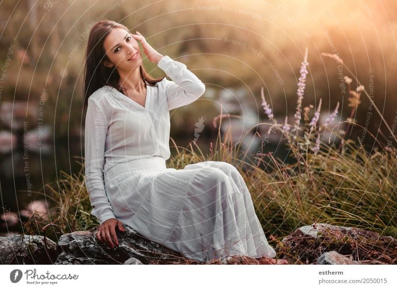 Portrait Of Pretty Woman Smiling In Nature A Royalty Free Stock Photo