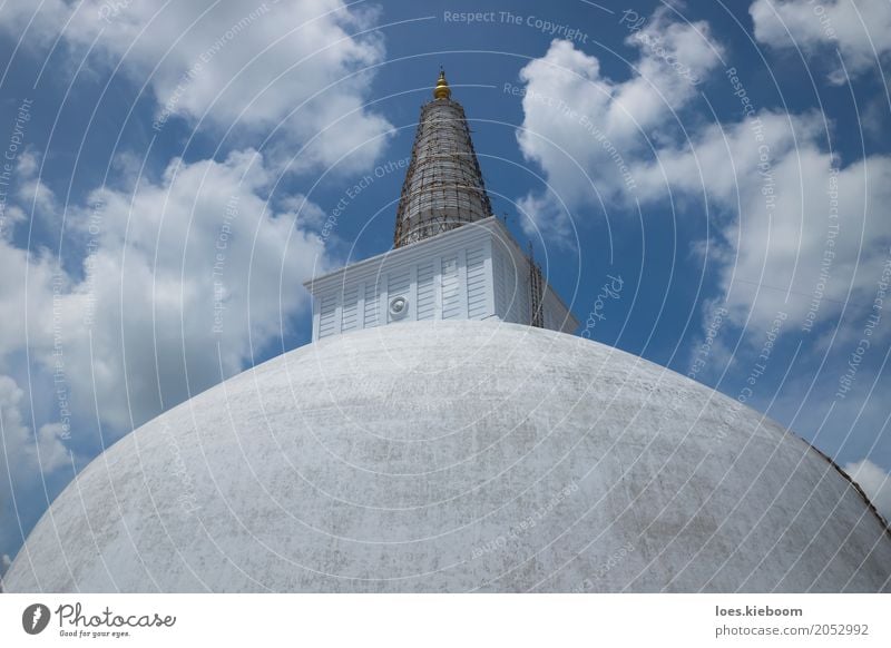 White stupa under construction Vacation & Travel Nature Religion and faith Sri Lanka Asia buddhism Anuradhapura Ruwanwelisaya white Stupa ladder clouds sky sun