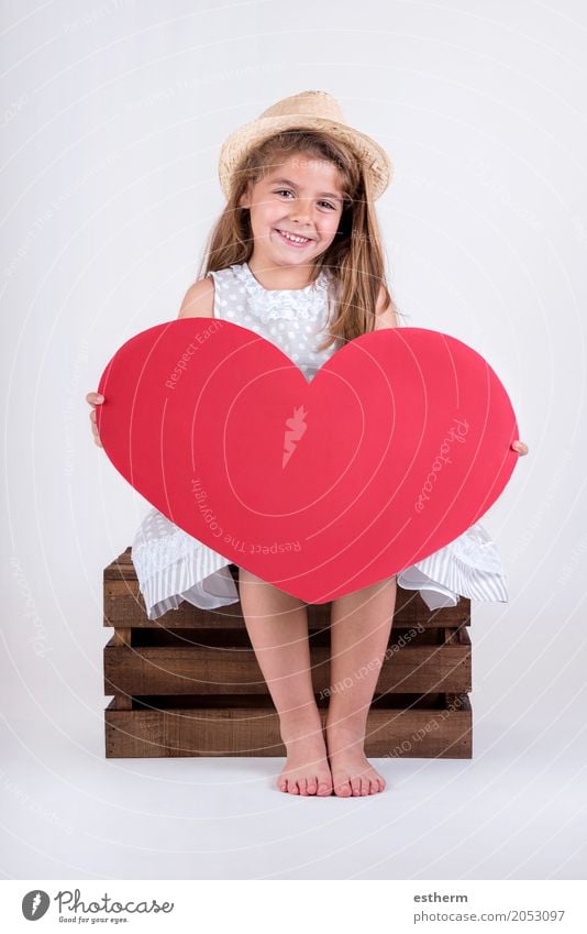 happy child laughing girl with heart Valentine's Lifestyle Feasts & Celebrations Valentine's Day Mother's Day Human being Girl Infancy 1 3 - 8 years Child Heart
