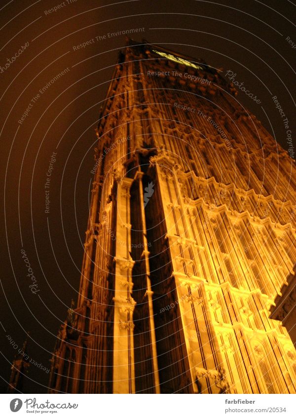 Big Ben by night London Great Britain Night Worm's-eye view Illuminate Architecture Landmark Monument extreme perspective phenomenal Tall