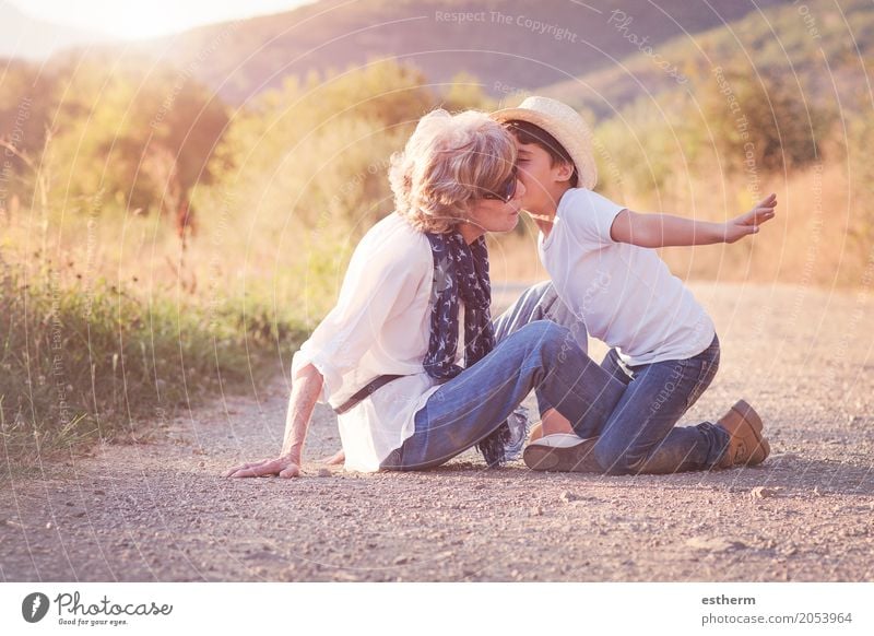 Grandmother with her grandchild Lifestyle Joy Human being Masculine Feminine Child Toddler Boy (child) Woman Adults Grandparents Senior citizen