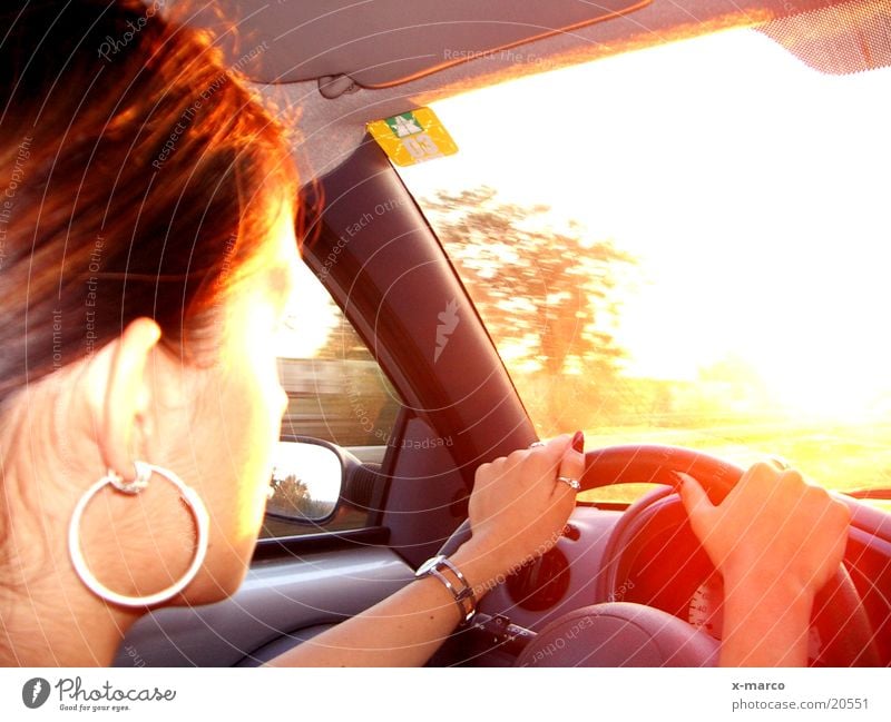 drivin' to the sun Sunset Driving Highway Woman Vacation & Travel Transport Car fittings Street Dashboard