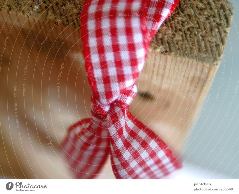 Gingham Checkered Red And White Bow Made Of Ribbon Stock Photo