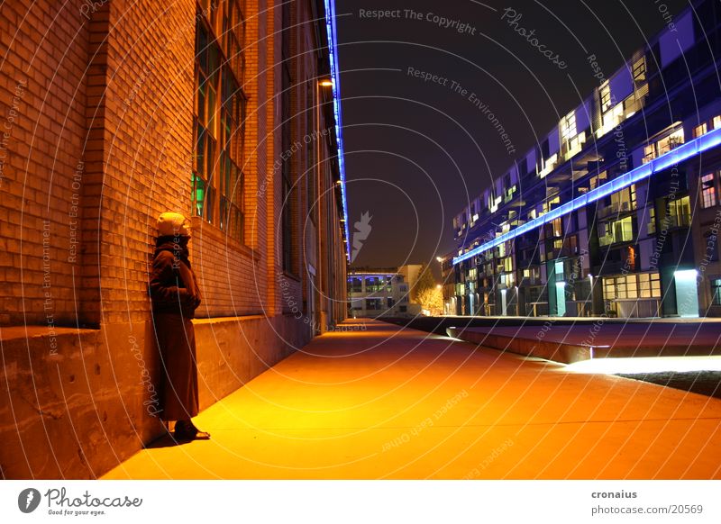 light plays Moody Long exposure Night Town Intensive Winter Cold Orange Industrial Photography Loneliness Colour Central perspective City light