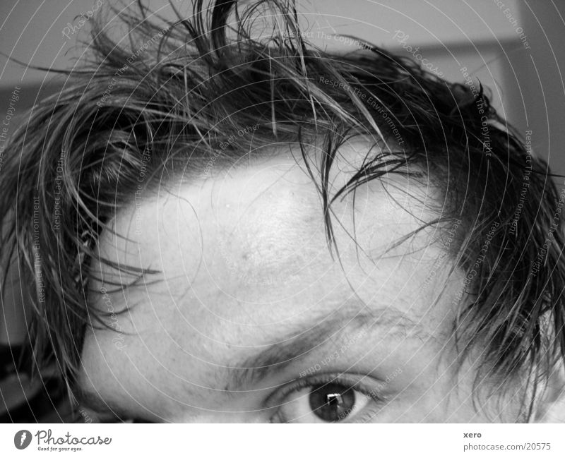 forehead Masculine Forehead Black White Style Gel Crazy Man Human being Head Eyes bw Hair and hairstyles Hair gel