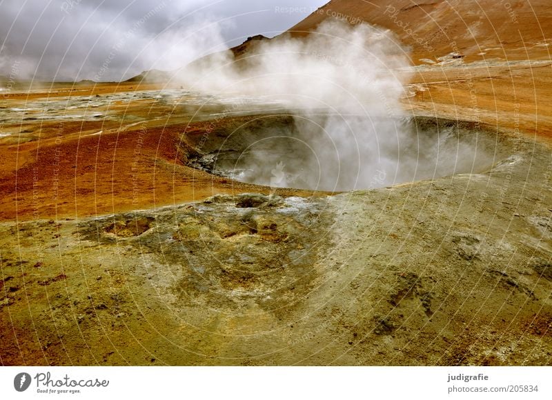 Iceland Environment Nature Landscape Elements Hill Volcano Exceptional Hot Natural Warmth Uniqueness Apocalyptic sentiment Solfatarenfeld Volcanic crater Steam