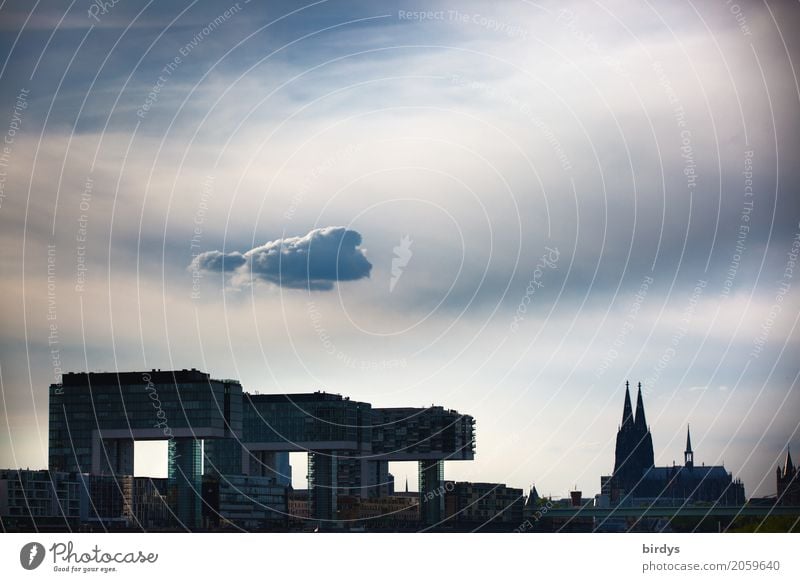 Attention - cloud over Cologne Sky Clouds Storm clouds Germany Town Downtown Dome Architecture Tourist Attraction Landmark Cologne Cathedral Exceptional Threat