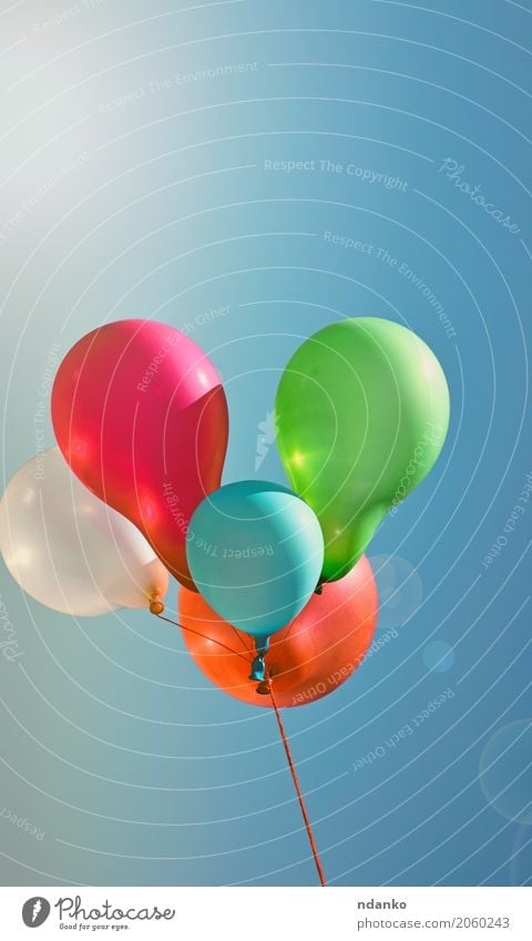 Multicolored balloons against the sky Joy Happy Summer Decoration Entertainment Event Feasts & Celebrations Birthday Sky Balloon Flying To enjoy Bright Blue