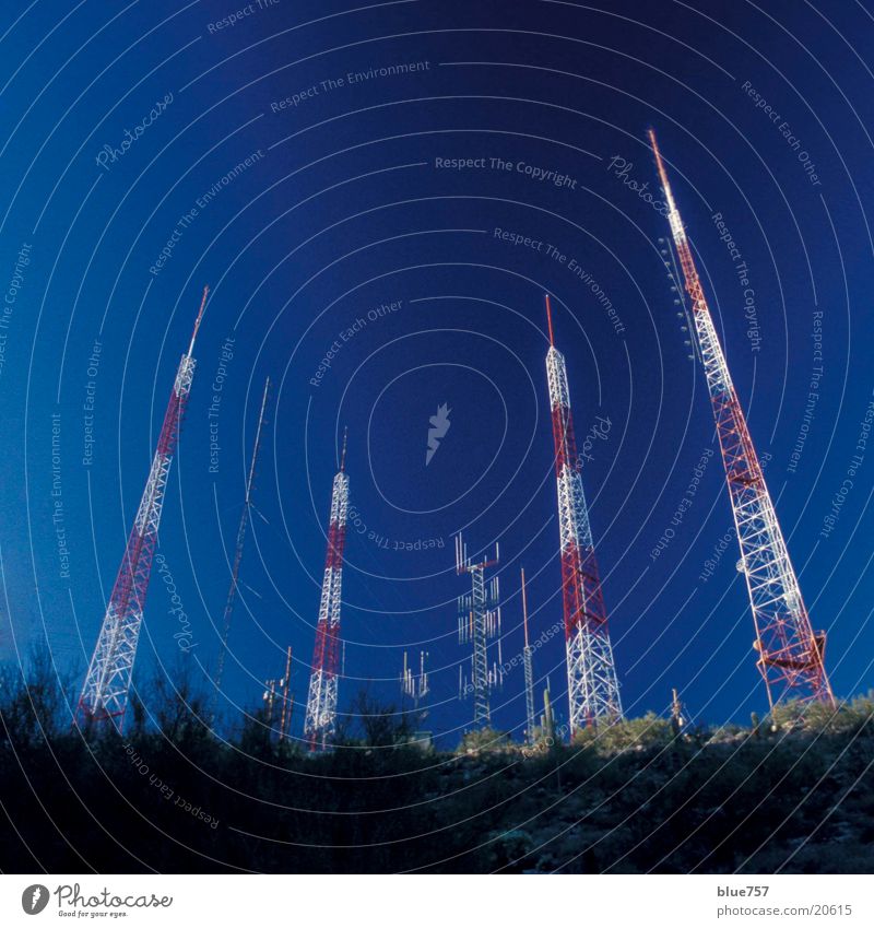 antenna forest Antenna Sky Red White Telecommunications aerial Tall Beautiful weather cloudless Blue