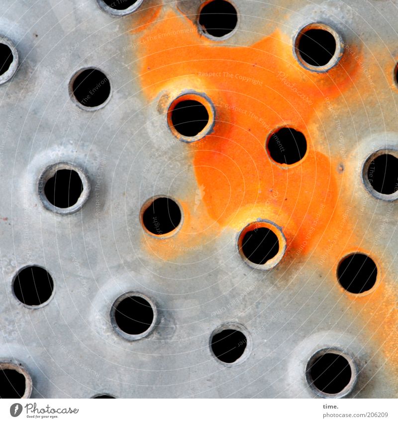 [H10.1] - Orange Pavilion building sheet Tin Hollow Exterior shot Detail Gray Round Colour Dye Plate with holes Close-up Circular Material Perforation Pattern