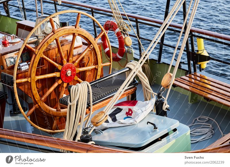 Winch With Crank, Pulleys And Rope On A Sailing Boat Stock Photo