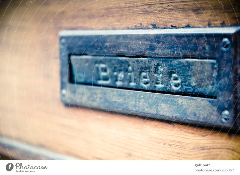 Letters from Freiburg (FR 6/10) Mailbox Wood Metal Steel Old Communicate Subdued colour Exterior shot Deserted Day Shallow depth of field Slot