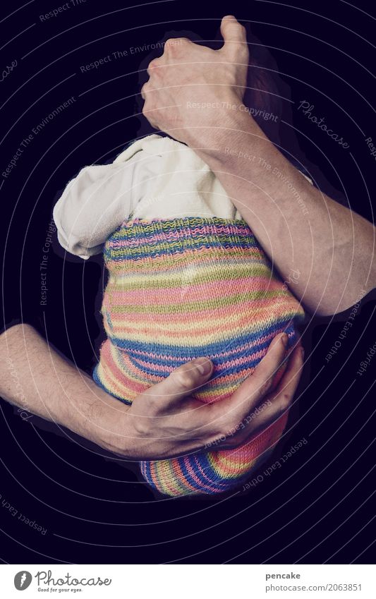young father Masculine Baby Arm Hand Sign Touch To swing Embrace Authentic Happy Emotions Warm-heartedness Sympathy Love Hope Paternal instinct