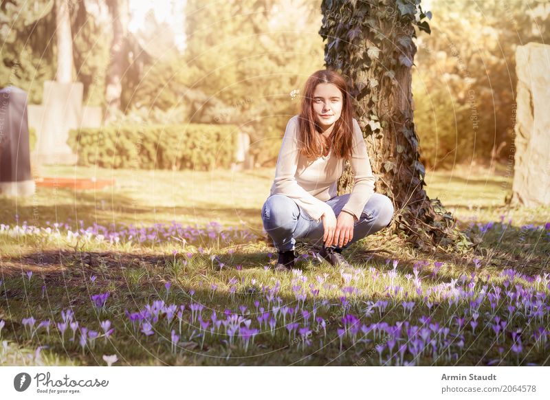 spring Lifestyle Joy Beautiful Harmonious Contentment Senses Calm Meditation Human being Feminine Young woman Youth (Young adults) 1 13 - 18 years Spring
