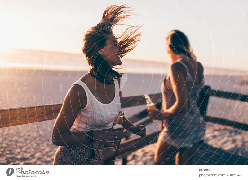 Group at friends dancing on Beach Party Beverage Lifestyle Joy Happy Leisure and hobbies Vacation & Travel Summer Human being Feminine Woman Adults Friendship