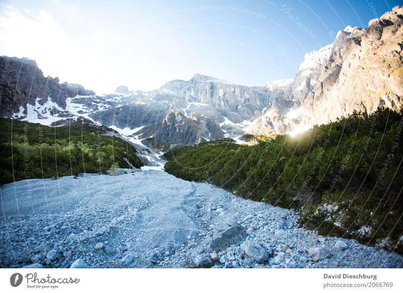 River bed of the glacier Vacation & Travel Tourism Trip Adventure Expedition Mountain Hiking Nature Sky Spring Summer Autumn Beautiful weather Snow Rock Alps