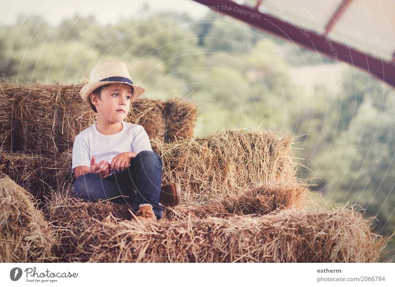 pensive child in the field Lifestyle Vacation & Travel Trip Adventure Freedom Human being Masculine Child Toddler Boy (child) Infancy 1 3 - 8 years Spring