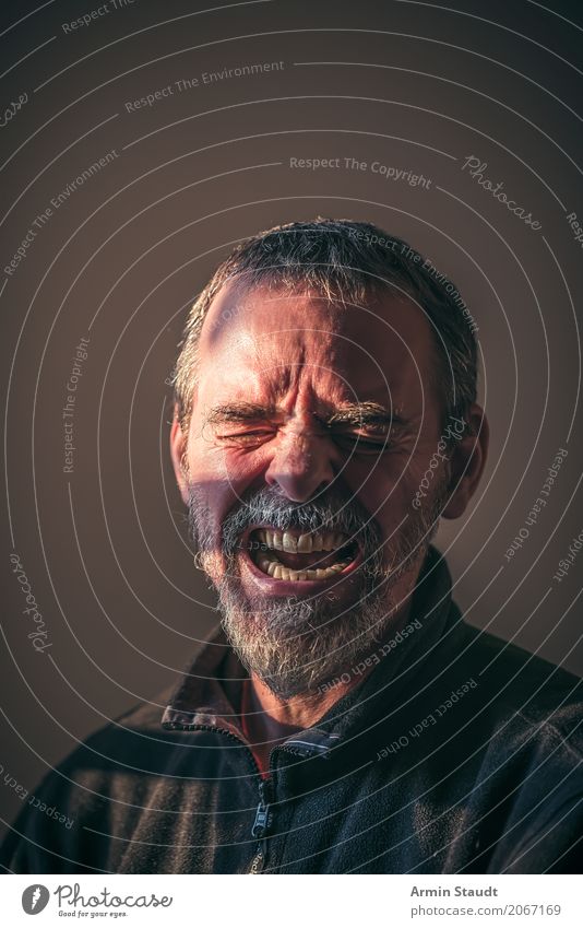 Portrait Lifestyle Style Human being Masculine Man Adults Senior citizen Head Face Eyes 1 45 - 60 years Short-haired Beard Scream Aggression Dark Creepy