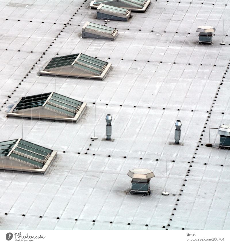 H10.1] - Roof terrace Window Glass Metal Above Rivet Ventilation Outlet air Ventilation shaft Skylight Classification Functionalism Tin Metalware Chrome