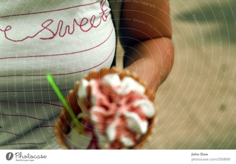 sweet like ice cream Food Dessert Ice cream Candy Leisure and hobbies Feminine Summer T-shirt Characters Eating Delicious Appetite Ice-cream cone Sweet Cream