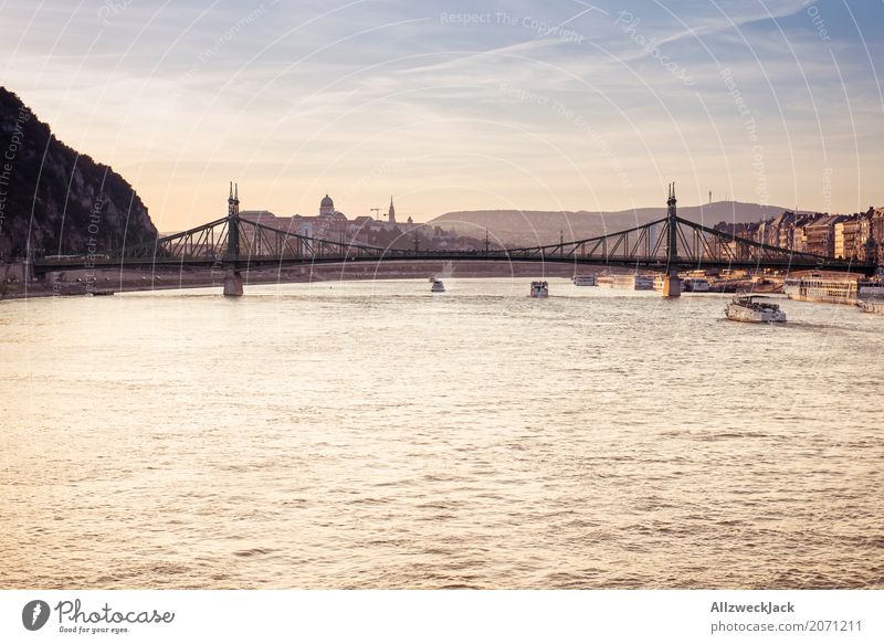 Sunset on the Danube 2 Colour photo Exterior shot Twilight Evening Day Sunlight Sunbeam Deserted Panorama (View) Vacation & Travel Tourism Trip Sightseeing