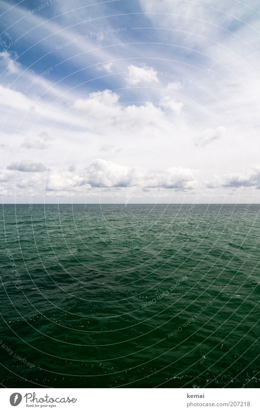 Baltic Environment Nature Water Sky Clouds Sunlight Summer Climate Beautiful weather Warmth Baltic Sea Ocean Surface of water Sea water Blue Green White Horizon