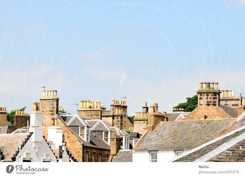 Above the rooftops of Scotland Great Britain Europe Village Small Town House (Residential Structure) Building Roof Chimney Tall Multicoloured Perspective