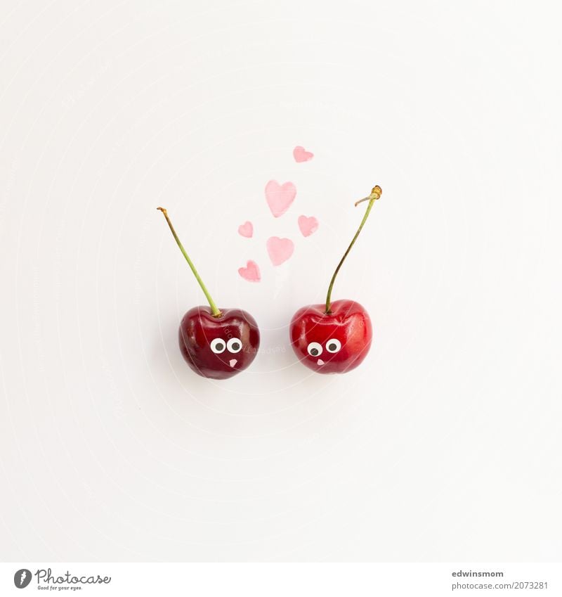 Cherrie Love Fruit Cherry Leisure and hobbies Handicraft Summer Valentine's Day Paper Decoration Kitsch Odds and ends Heart Kissing Looking Illuminate Happiness