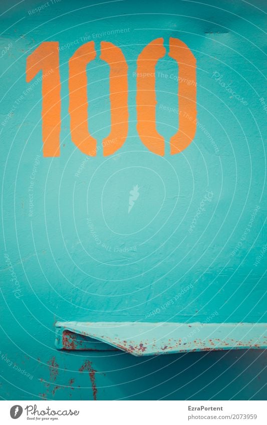 things Container Metal Steel Rust Sign Digits and numbers Signs and labeling Blue Orange Turquoise Design Colour Advertising 100 Bulge Background picture