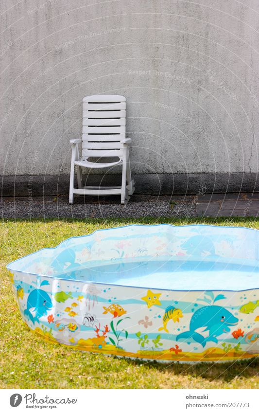I'll be off! Leisure and hobbies Vacation & Travel Summer Multicoloured Paddling pool Chair Wall (building) Colour photo Shadow Sunlight Garden chair