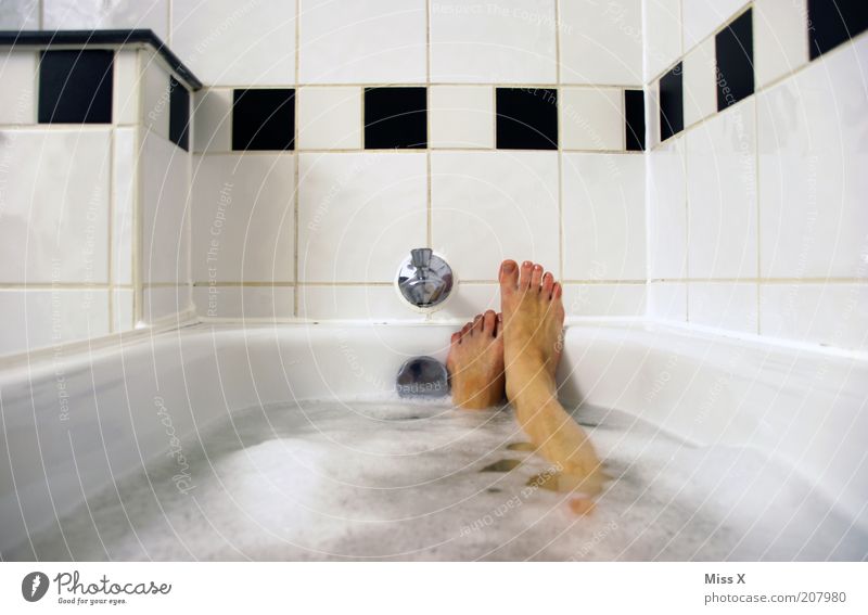 the tub is full Beautiful Personal hygiene Wellness Relaxation Calm Spa Swimming & Bathing Bathroom Feet Moody Contentment Break Bathtub Tile Foam bath