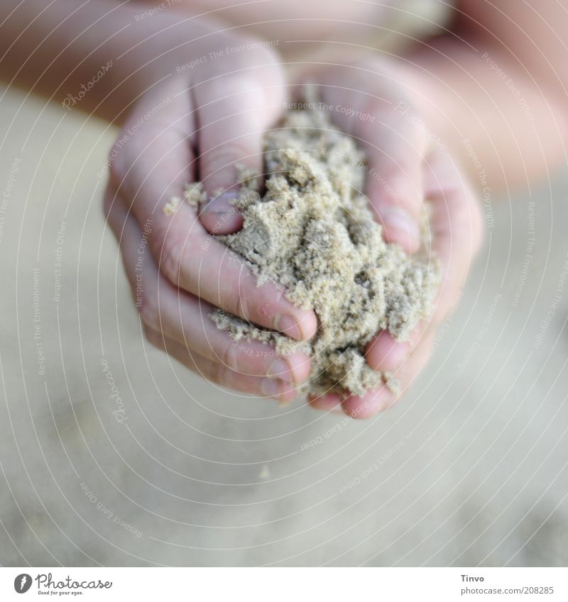 Like sand by the sea... Playing Hand Fingers To hold on Nature Vacation & Travel Sand Enclose Structures and shapes Grain of sand Delicate Damp Grainy
