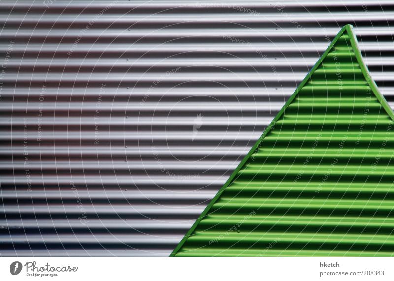 temperature curve Stripe Anticipation Corrugated sheet iron Green Silver gray Line Colour photo Exterior shot Abstract Pattern Structures and shapes