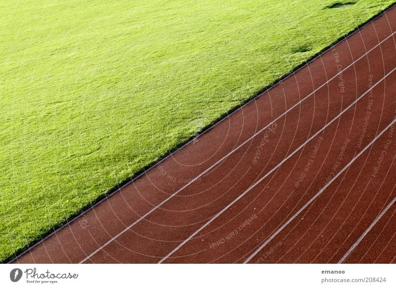 diagonal running Leisure and hobbies Sports Track and Field Sporting Complex Football pitch Stadium Racecourse Grass Esthetic Tartan Hundred-metre sprint Line
