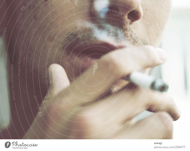 lazy Mouth Lips Hand Fingers 1 Human being Cool (slang) Close-up Cigarette Cigarette smoke Smoking Lifestyle Facial hair Stubble Beard hair Vice Colour photo