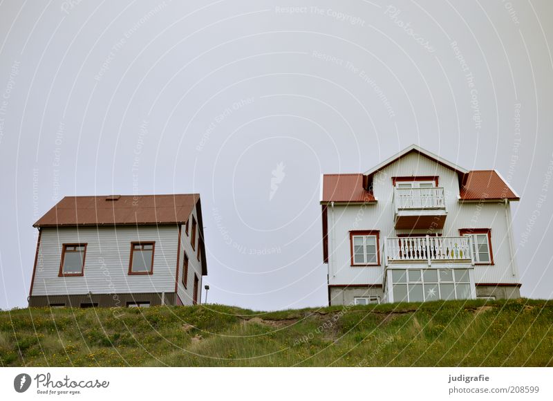 Iceland Living or residing Flat (apartment) House (Residential Structure) Hill Húsavík Deserted Detached house Hut Building Balcony Uniqueness Above Gloomy