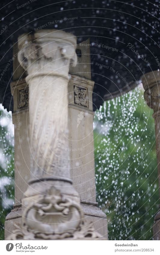 clattering Water Drops of water Well Wet Beautiful Moody Colour photo Exterior shot Deserted Shallow depth of field Column Ornament Detail Section of image