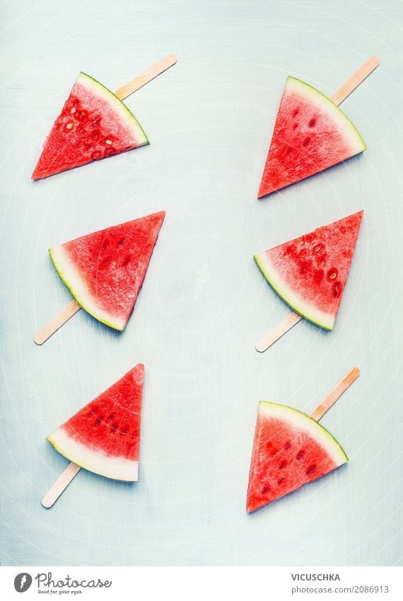 Watermelon Ice on a stick Fruit Dessert Nutrition Organic produce Vegetarian diet Diet Juice Lifestyle Style Design Healthy Healthy Eating Summer Fitness
