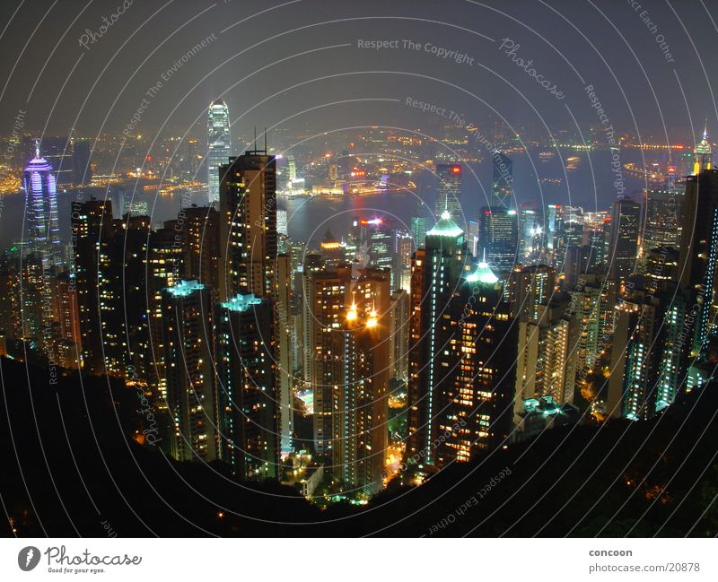 The Lights of Hong Kong Night Fantastic High-rise Town China Far East Success Energy industry Skyline Lamp Victoria Peak Honk Kong
