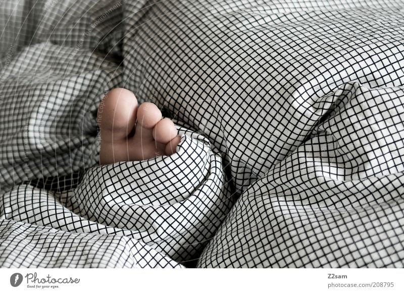 fussi Bed Feet Relaxation Lie Sleep Simple Gray Safety (feeling of) Calm Indifferent Serene Toes Bedclothes Pattern Folds Sweet Small Girl Night Arise Morning