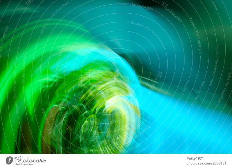 Rotating dynamic texture in green and turquoise. Abstract background in ICM technique vortex Rotate Round Blue Dynamics Green motion blur Turquoise rotation
