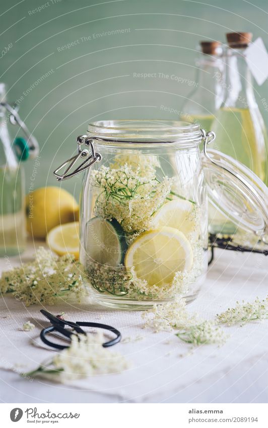 elderflower syrup Elderflower Elderberry Spritzer Water Lemon Lime Beverage Drinking Refreshment Bottle of juice Juice Juice glass Glass Syrup Vintage Fruity