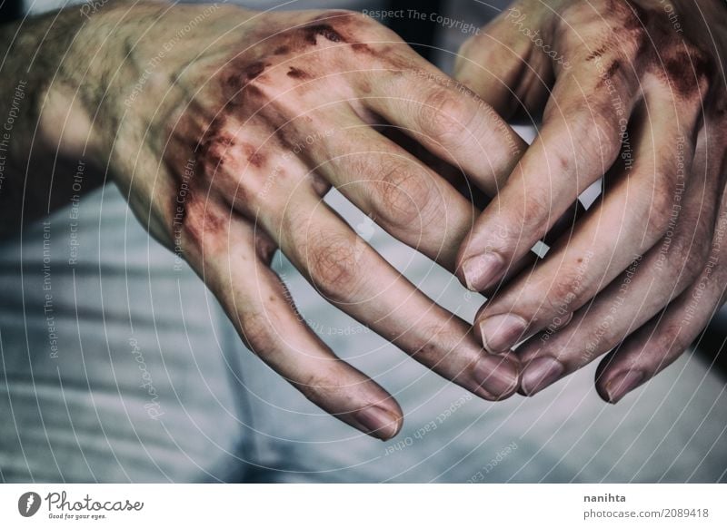 Young man hands with blood in his knuckles Health care Medication Human being Masculine Youth (Young adults) Hand Fingers 1 18 - 30 years Adults Relaxation